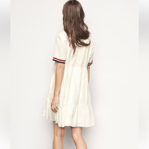 Ba&sh Desert Dress Ecru Natural Racing Stripe Delicate Ruffle - Picture 3 of 9